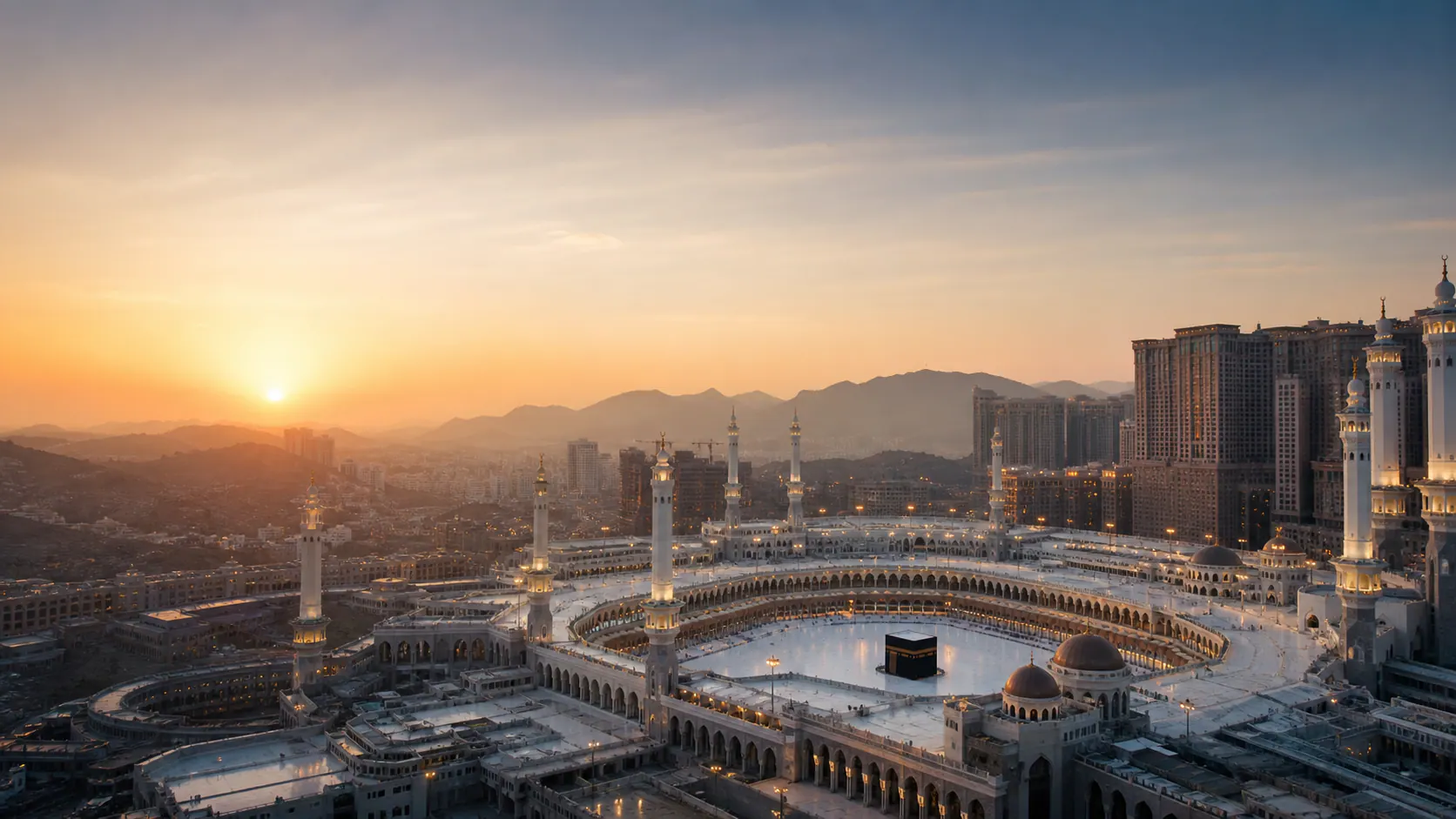 Masjid al-Haram and the Kaaba at sunrise
